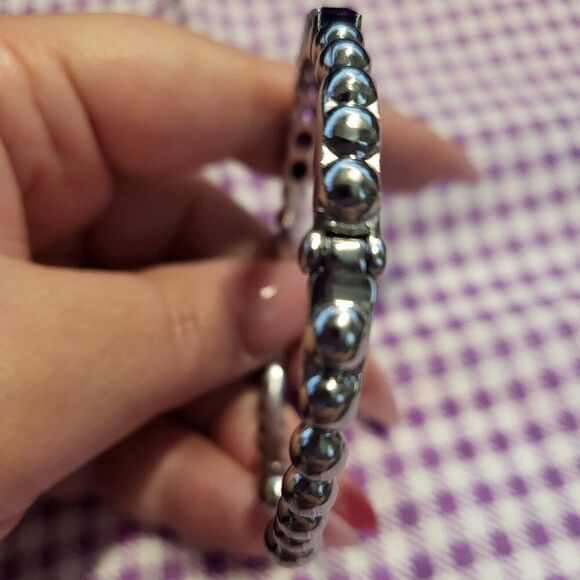 African Amethyst Cuff Bracelet in Stainless Steel - Picture 3 of 4